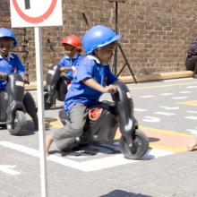 This learner knows that he must stop at the stop sign