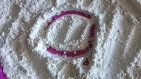 letter formation using flour, salt, sugar or sand.