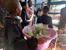 Grade 4A selling vegetables from their Perfect Pallet garden
